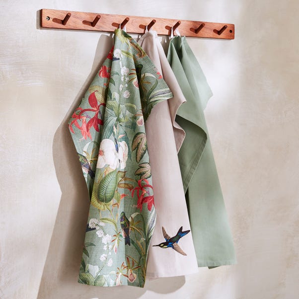 Set of 3 Botanical Bird Tea Towels image 1 of 2