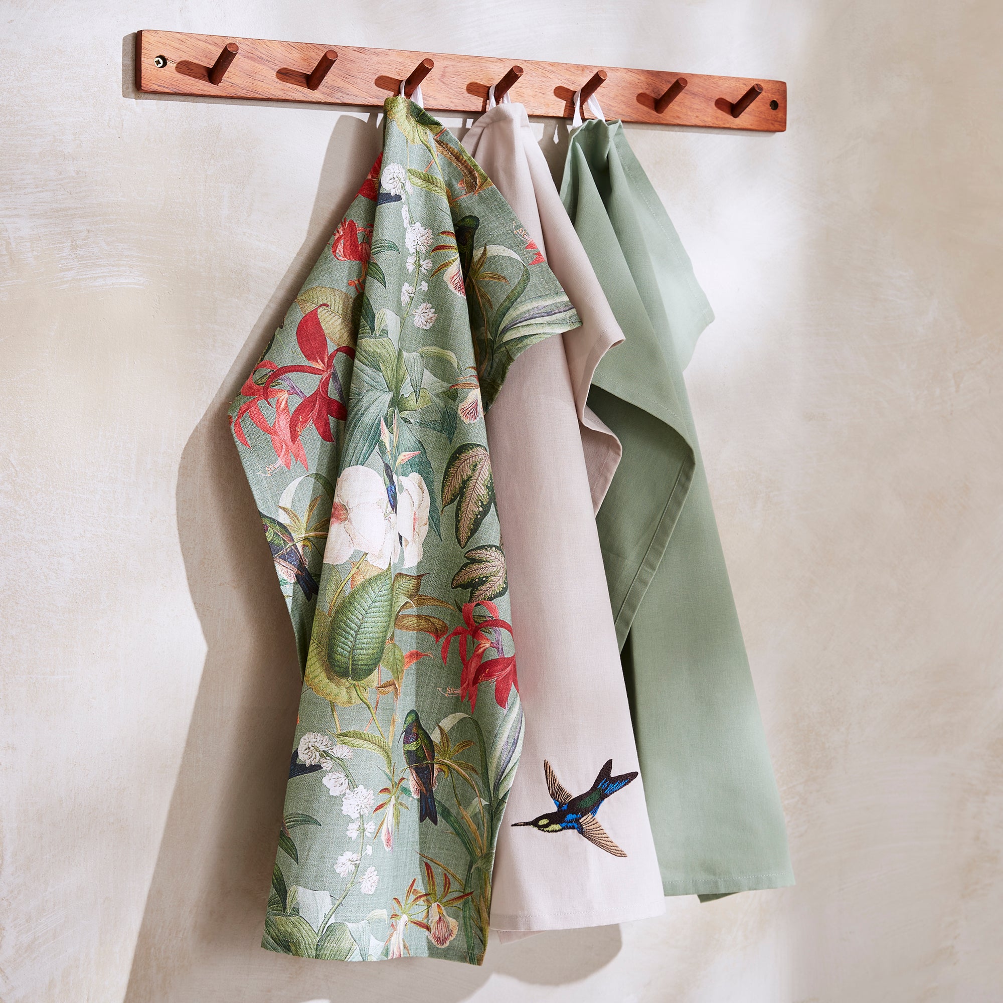 Set of 3 Botanical Bird Tea Towels