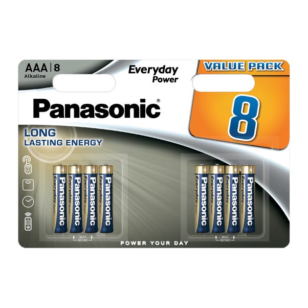 Pack of 8 Panasonic AAA Batteries image 1 of 1
