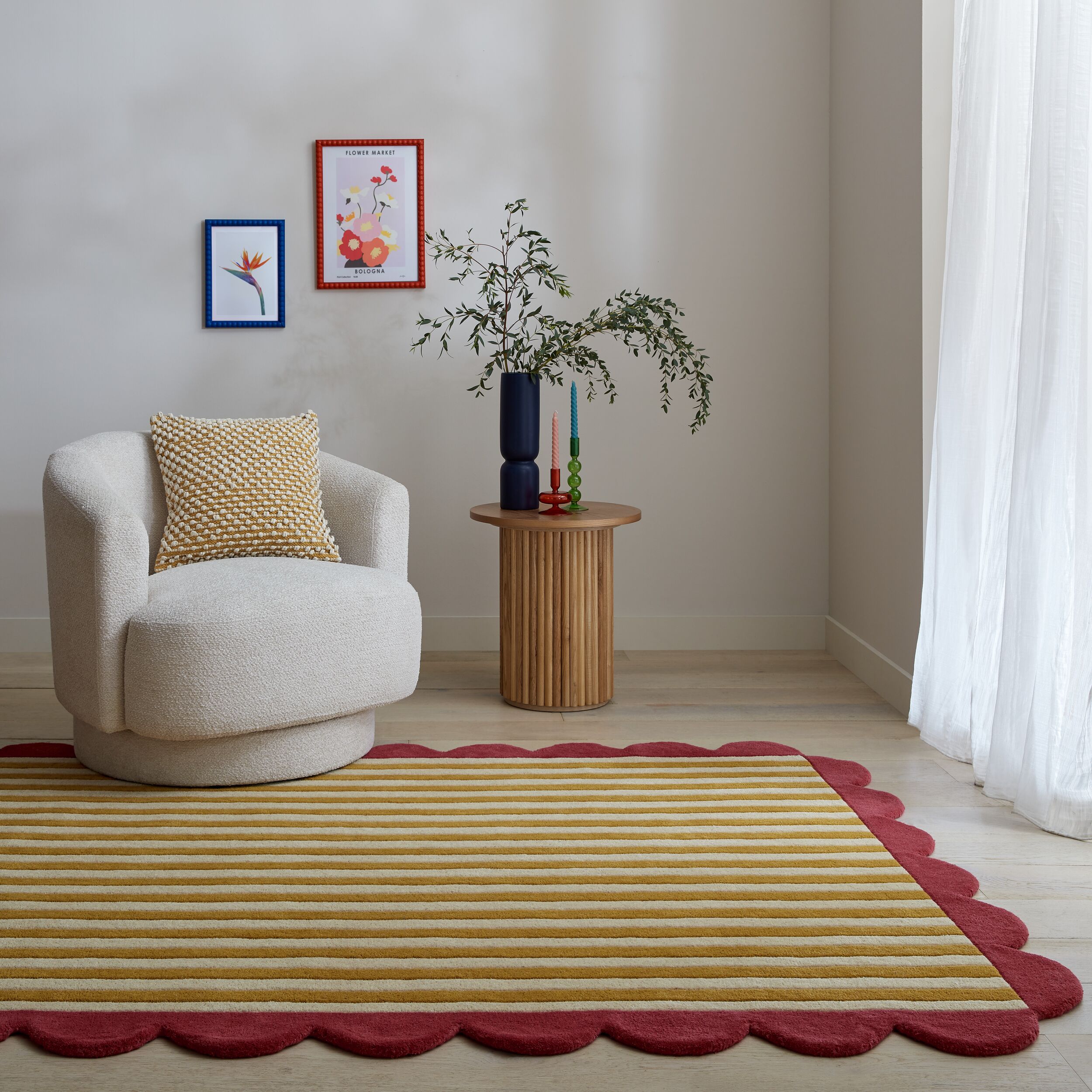 Milo Scallop Pink And Yellow Wool Rug Milo Yellow