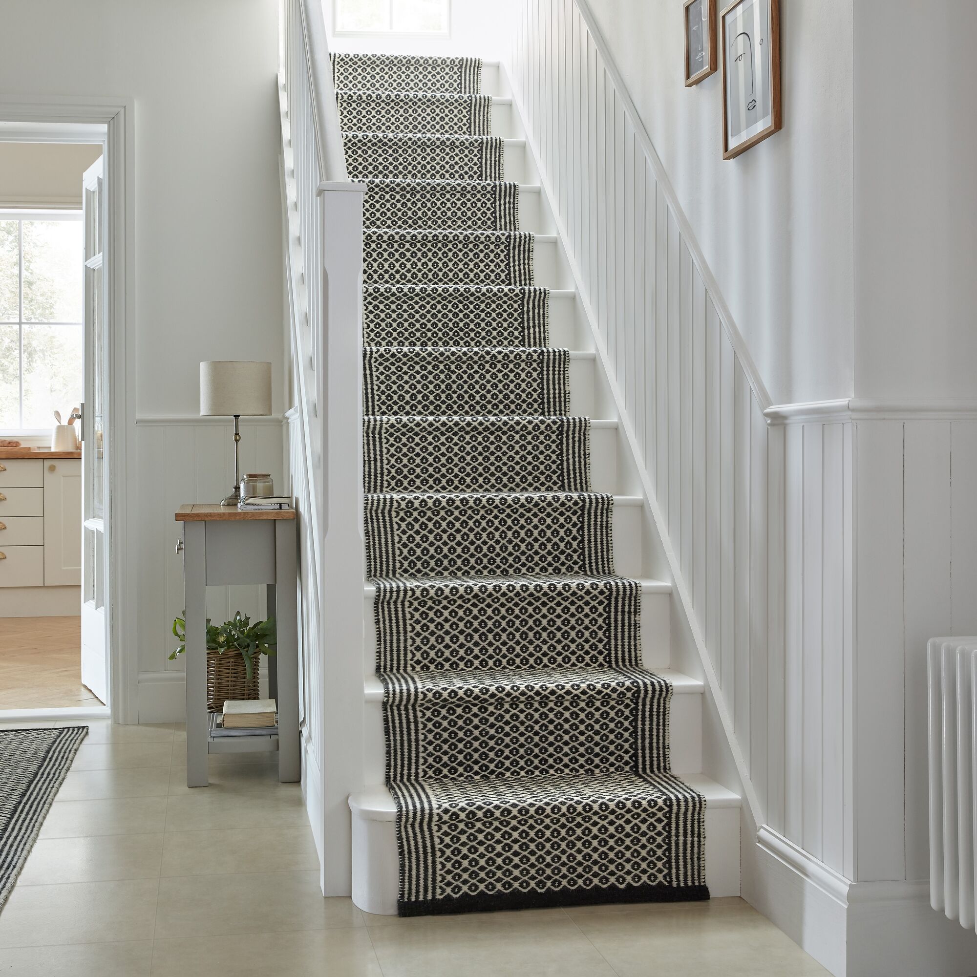 Churchgate Lyndon Wool Stair Runner Black And White