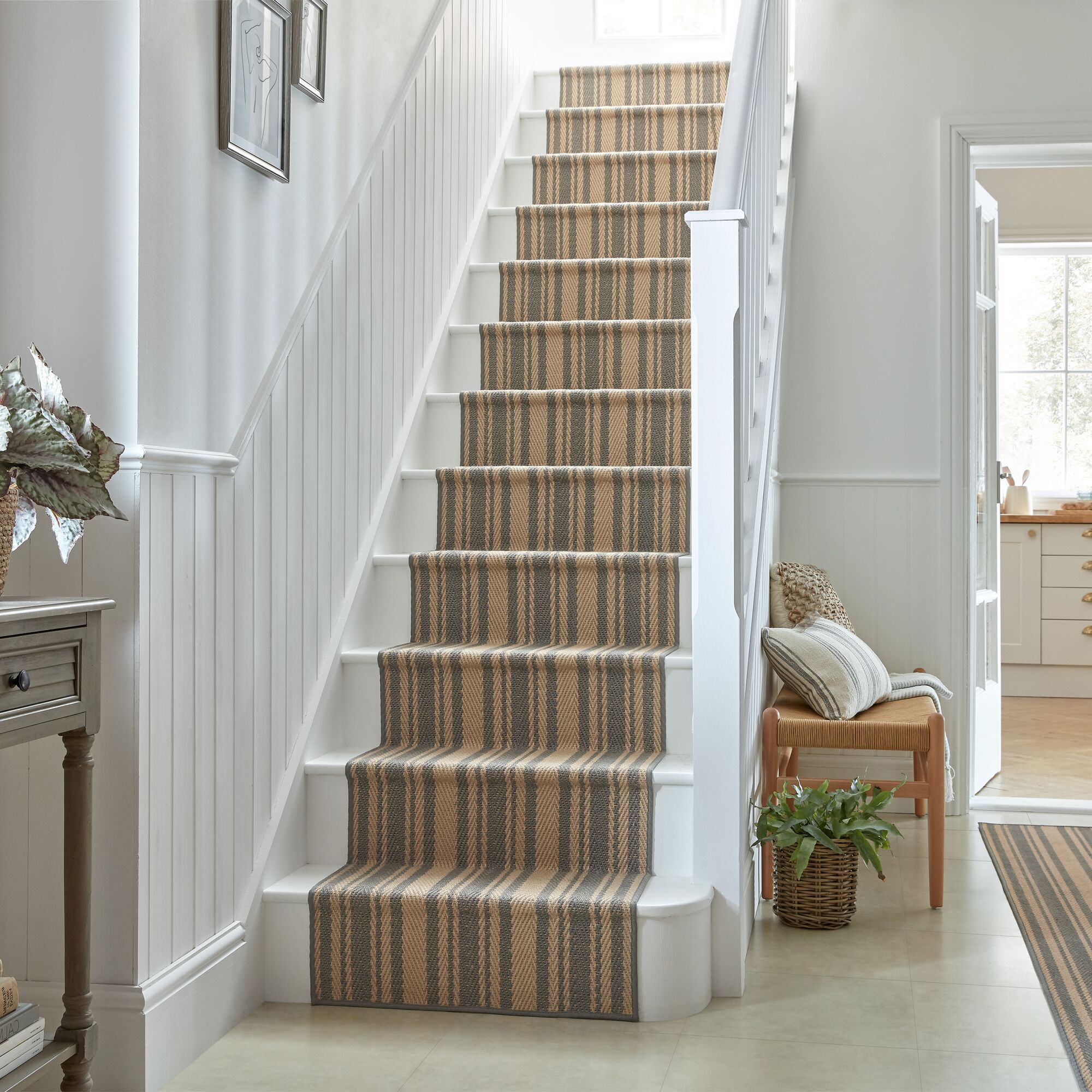 Churchgate Drayton Striped Jute Stair Runner Churchgate Drayton Grey