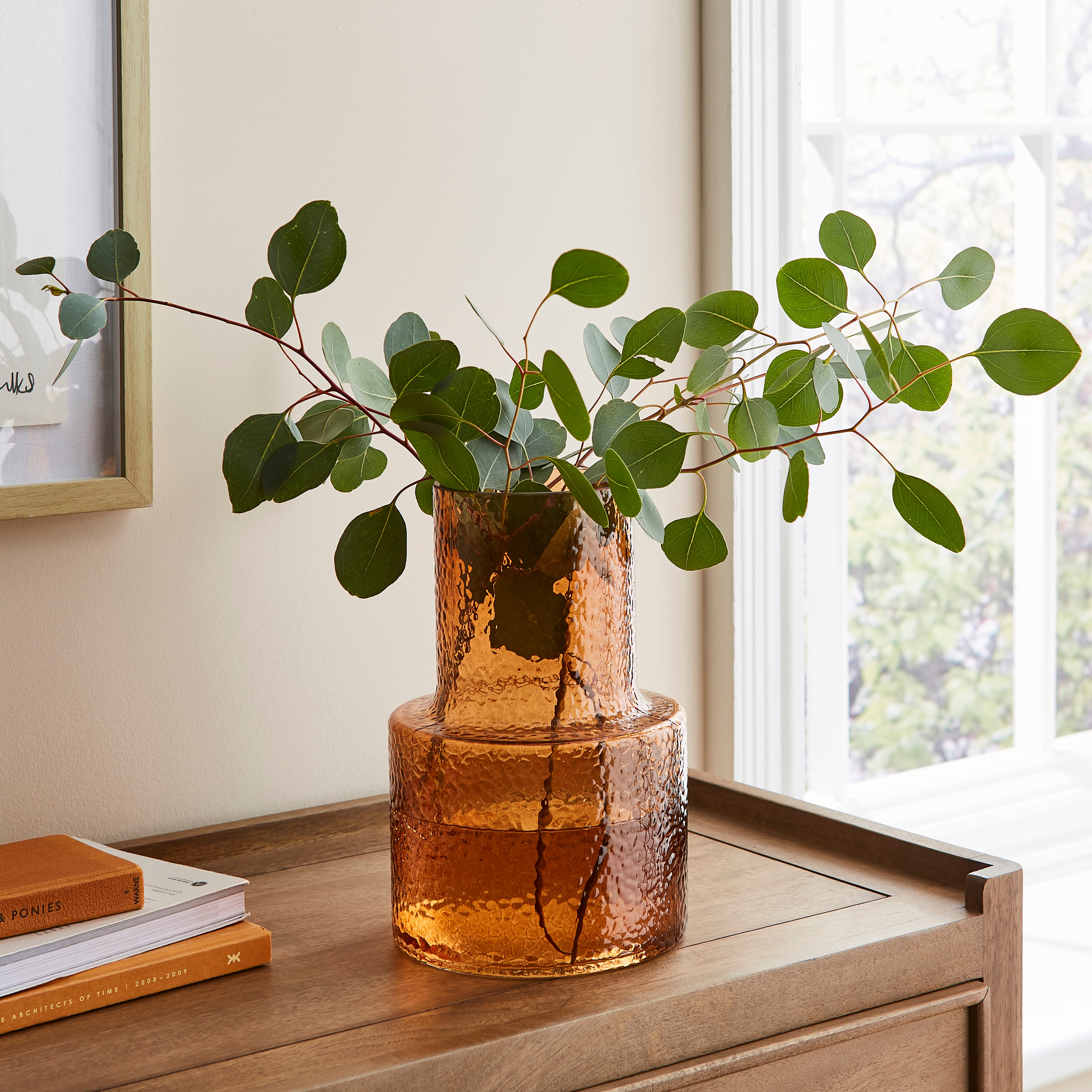 Dimpled Glass Vase Brown