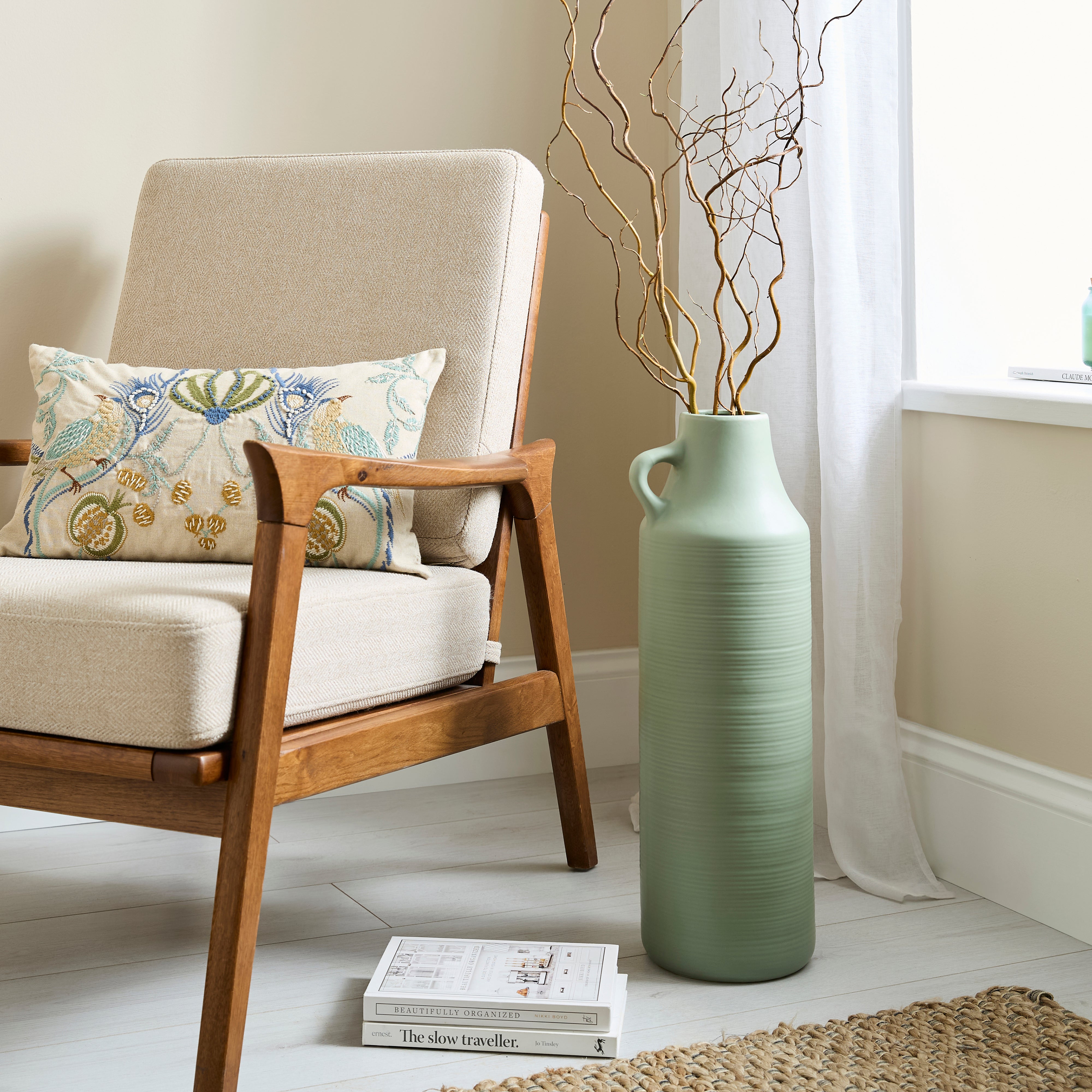 Ceramic Vase With Handle Sage Green