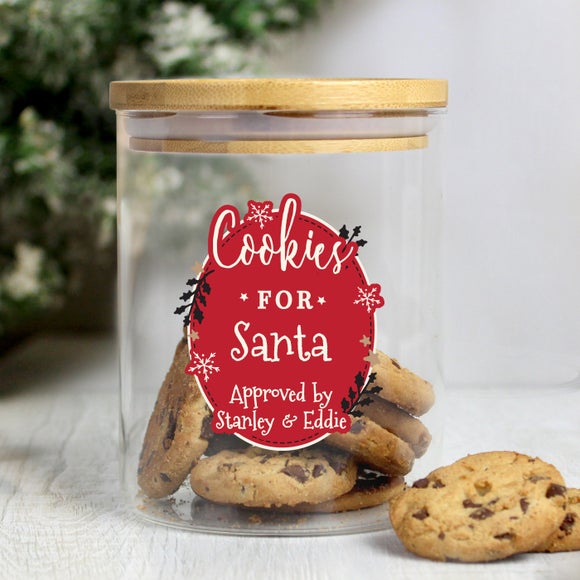 Customizable glass Christmas canister for treats