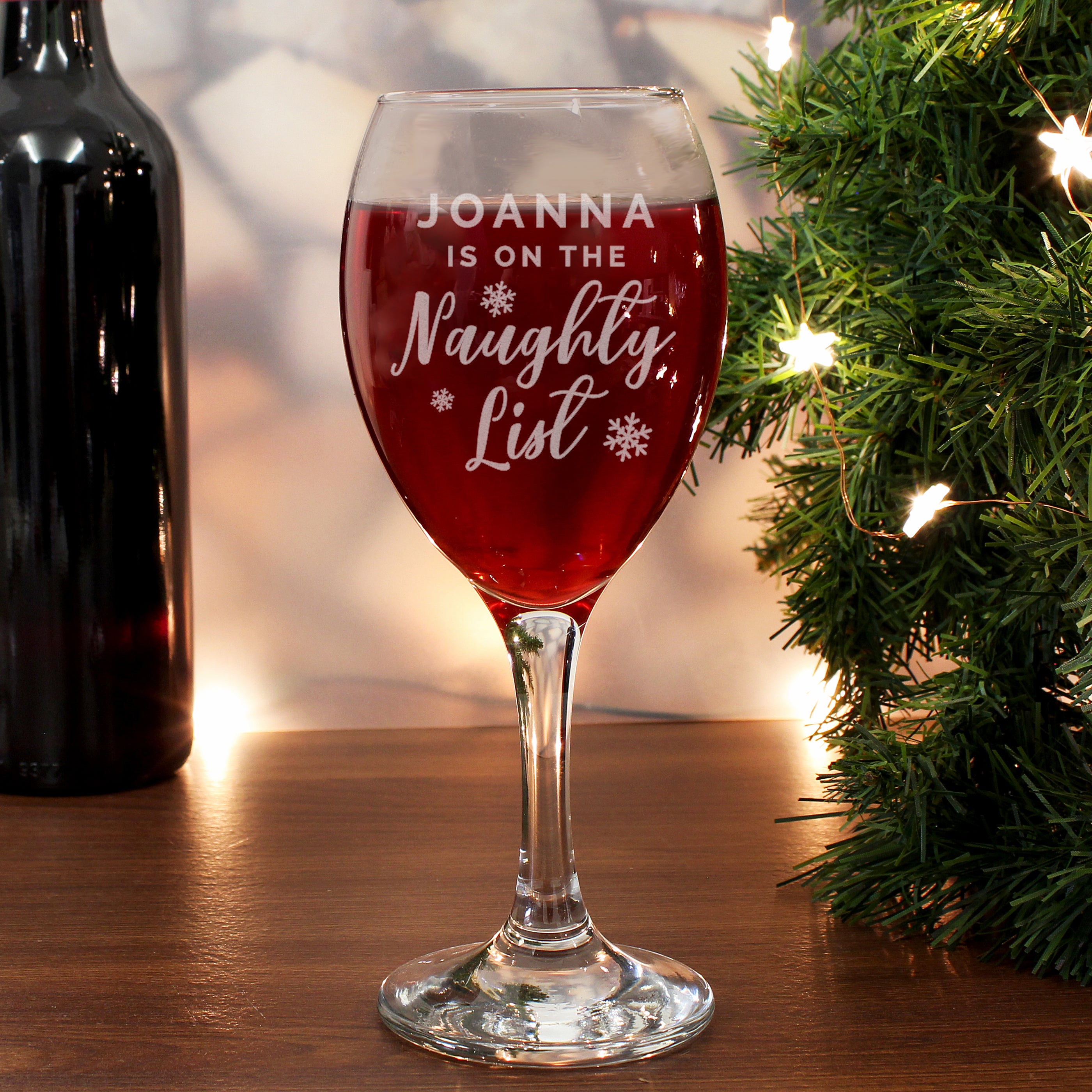 Personalised Im On The Naughty List Wine Glass Clear