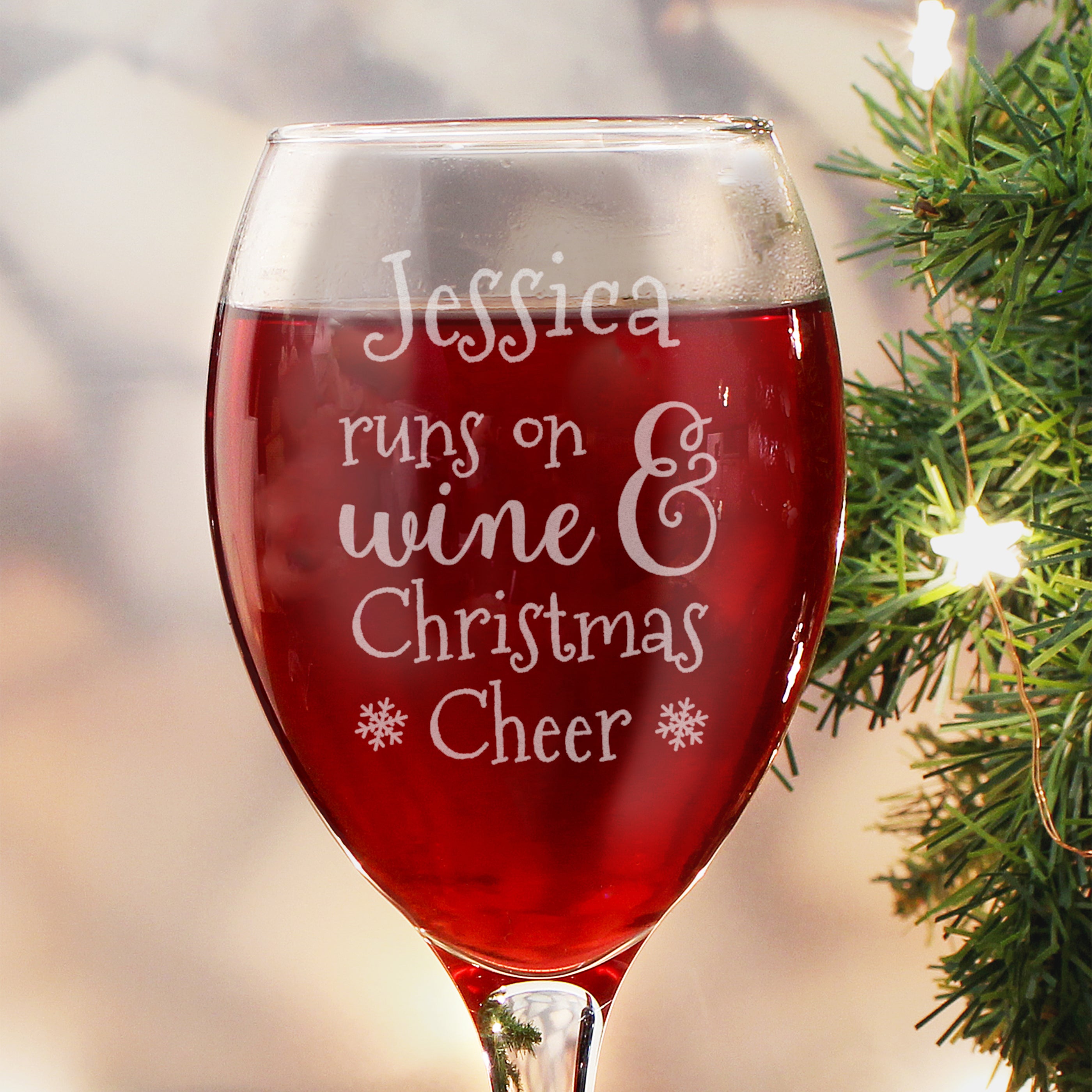 Personalised Runs On Wine And Christmas Wine Glass Clear