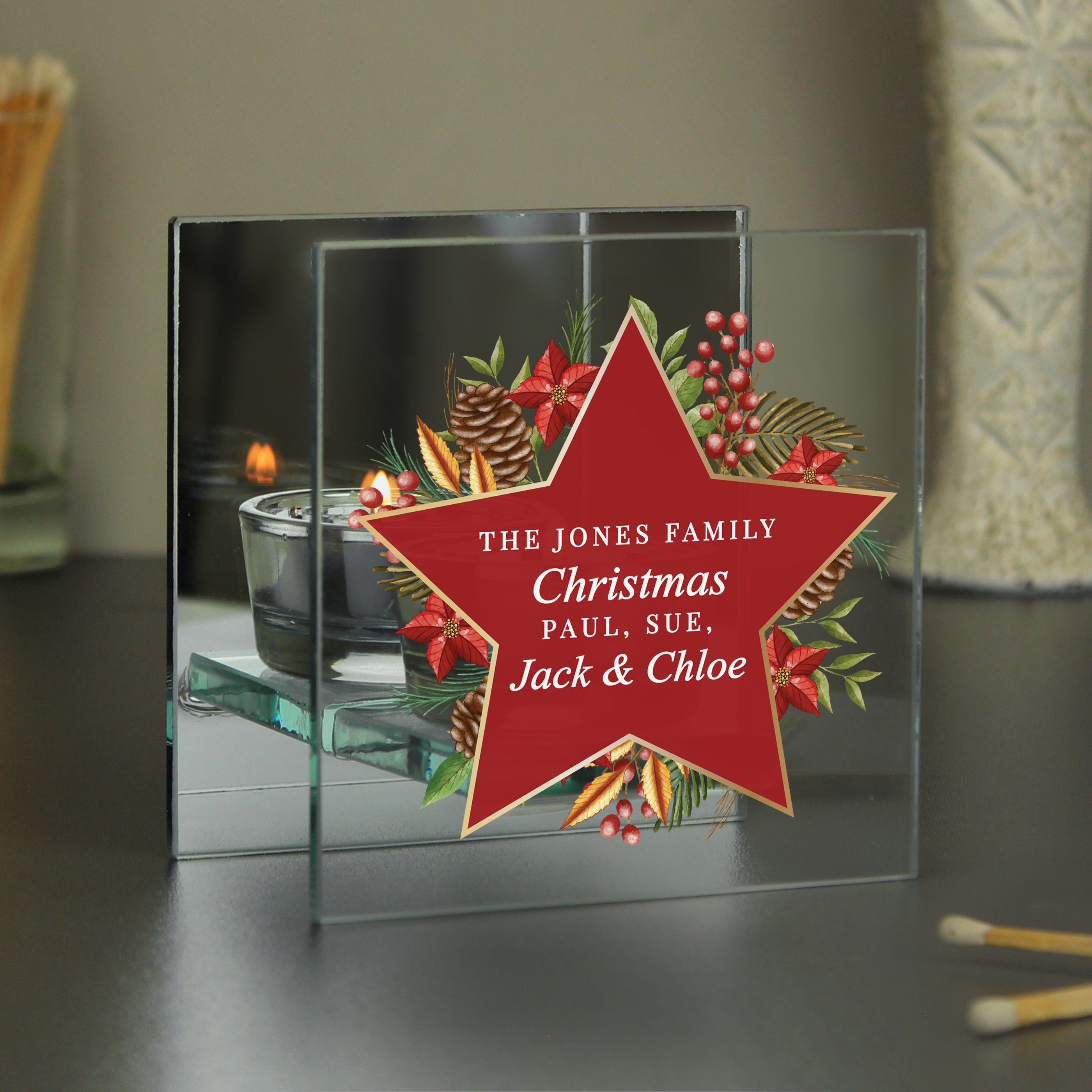 Personalised Christmas Mirrored Tealight Holder