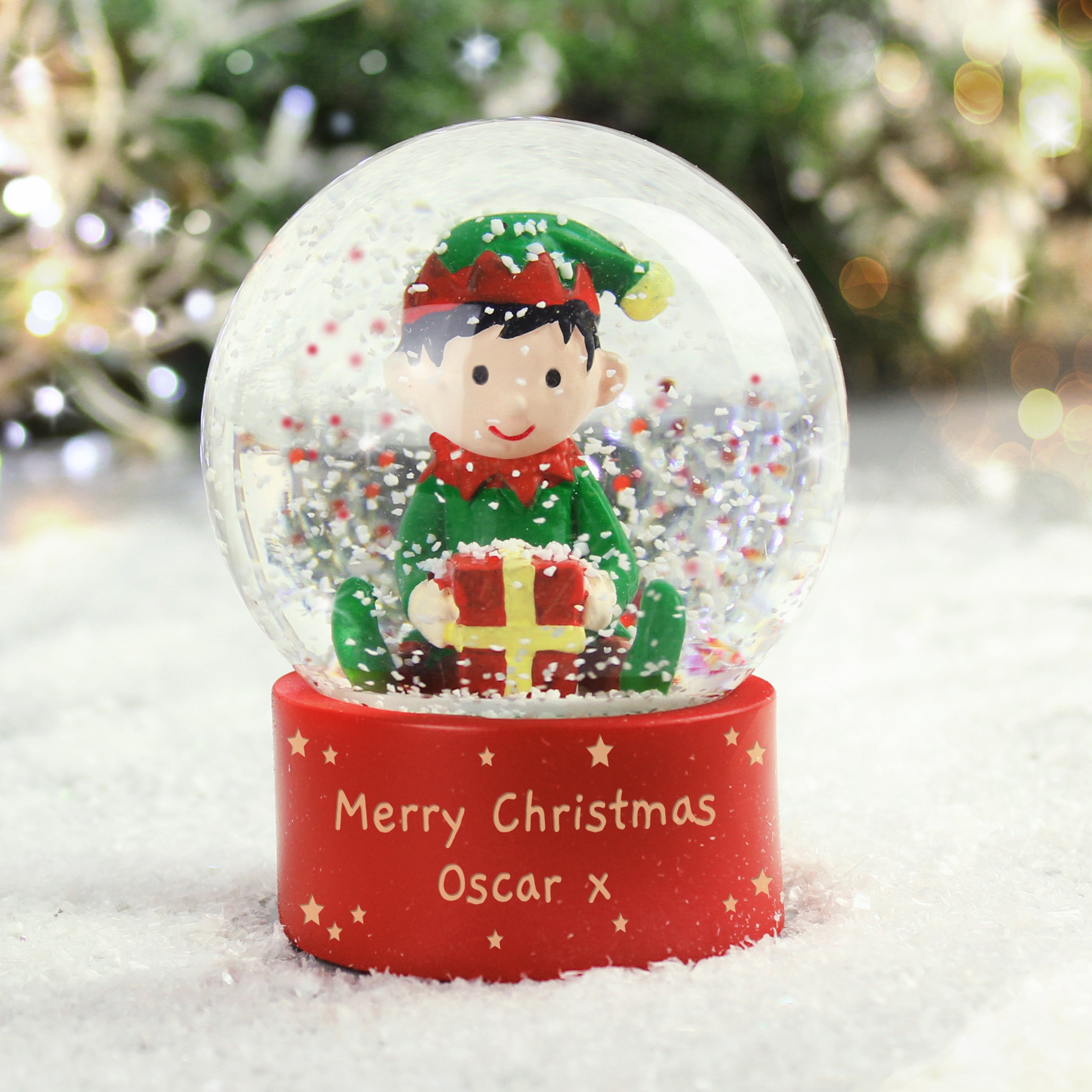 Personalised Elf Snow Globe 