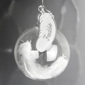 Personalised Feather Glass Bauble