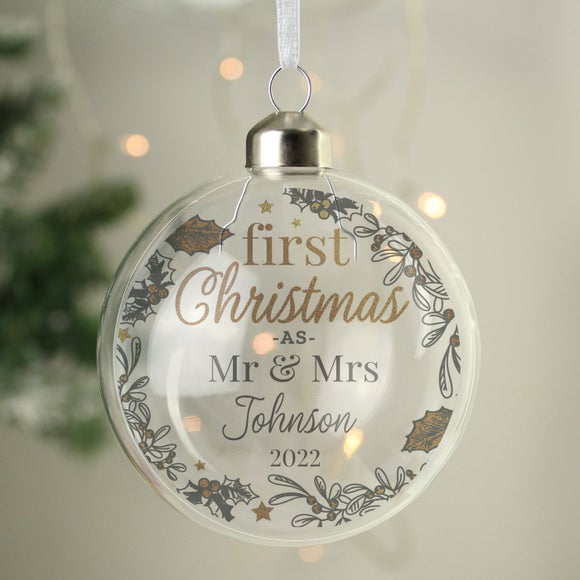 View Personalised First Christmas As Glass Bauble View Personalised First Christmas As Glass Bauble