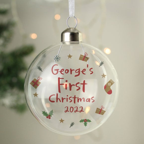 View Personalised First Christmas Glass Bauble View Personalised First Christmas Glass Bauble