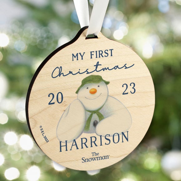 Click to view product details and reviews for Personalised The Snowman My First Christmas Wooden Decoration.