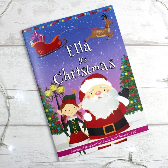Click to view product details and reviews for Personalised Girls Its Christmas Story Book Featuring Santa And His Elf Twinkles.
