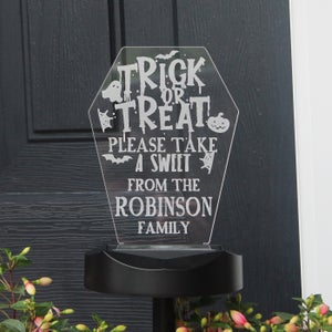 Personalised Trick Or Treat Outdoor Solar Light
