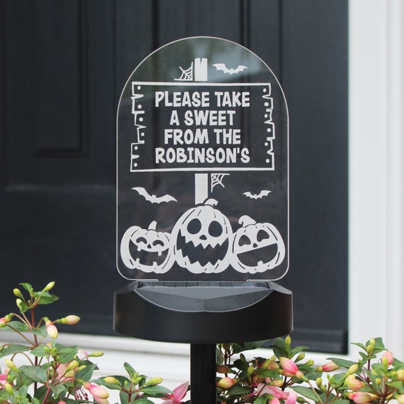 Click to view product details and reviews for Personalised Pumpkin Sign Outdoor Solar Light.