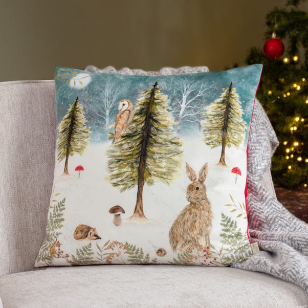 EvansLichfield Christmas Owl Square Cushion image 1 of 5