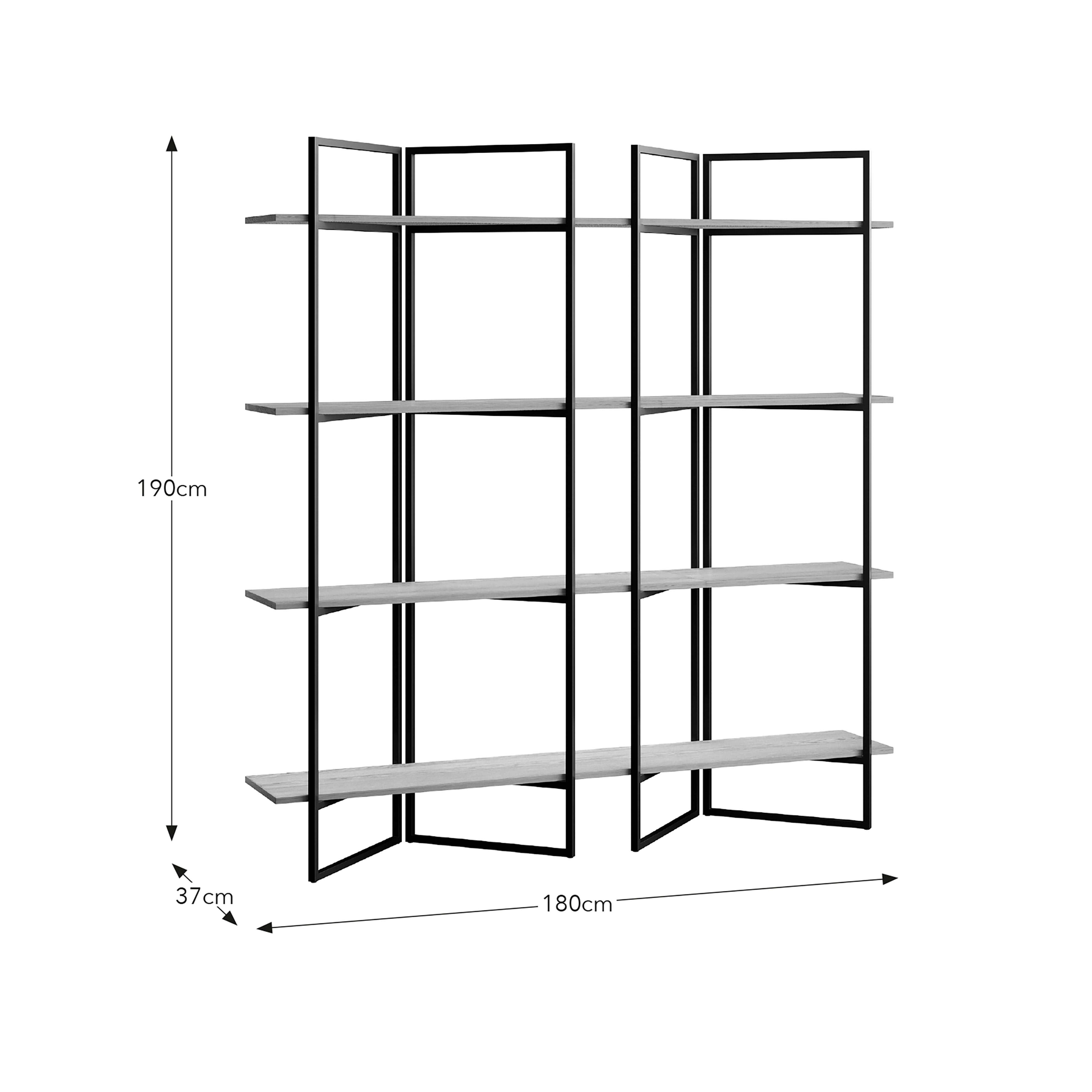 Ramson Tall and Wide Shelving Unit, Oak and Black | Dunelm