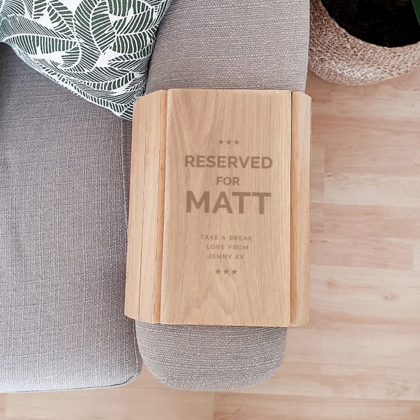 Personalised Reserved For Wooden Sofa Tray image 1 of 4