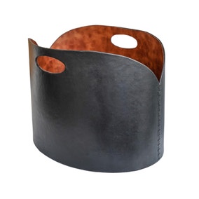 Black Faux Leather Log Bucket