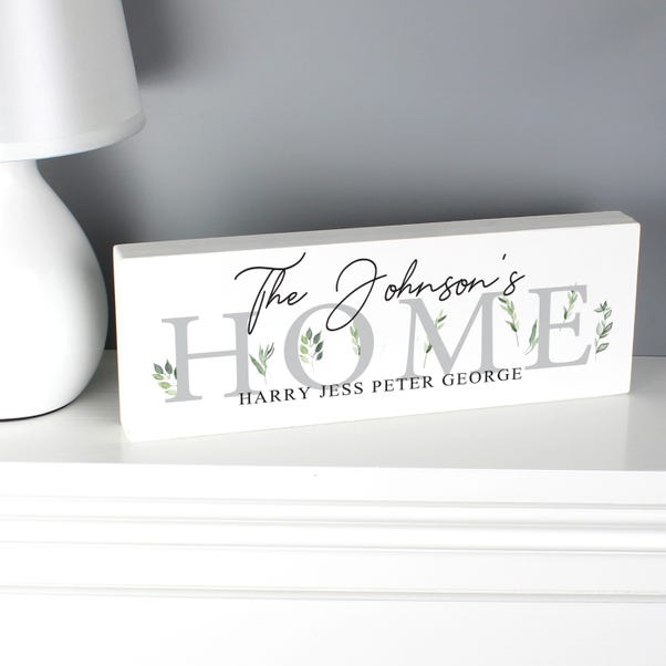 Personalised Botanical Wooden Block Sign Ornament image 1 of 6