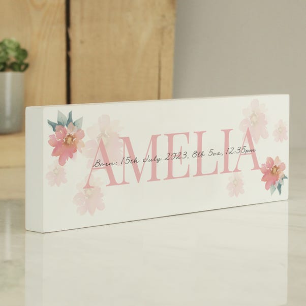 Personalised Floral Sentimental Wooden Block Sign Ornament image 1 of 7