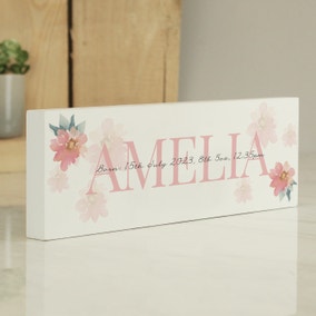 Personalised Floral Sentimental Wooden Block Sign Ornament