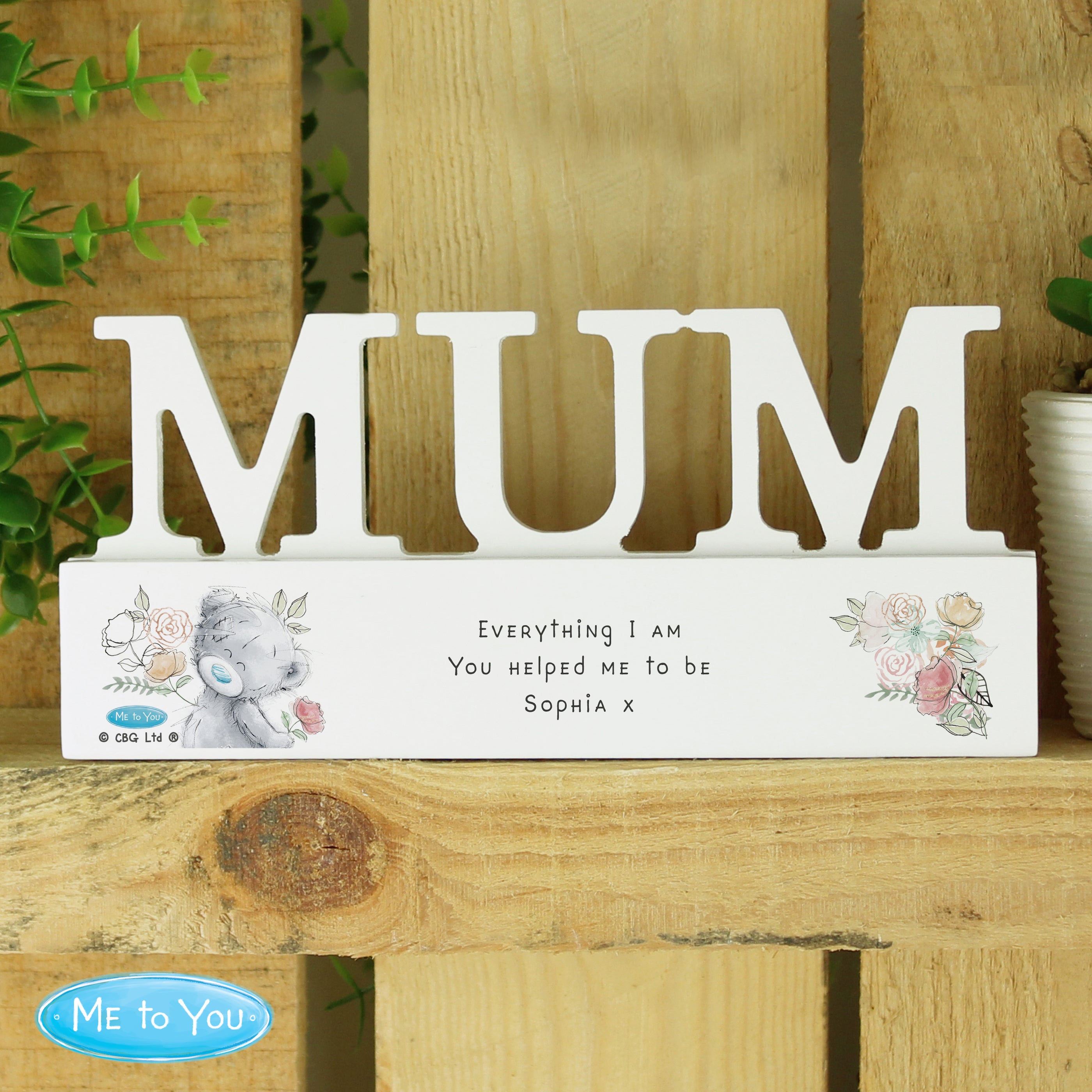 Personalised Me To You Wooden Mum Ornament White