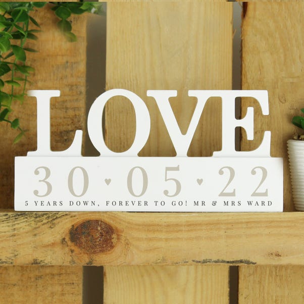 Personalised Big Date Wooden Love Ornament image 1 of 4