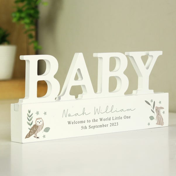 Personalised Woodland Wooden Baby Ornament image 1 of 4