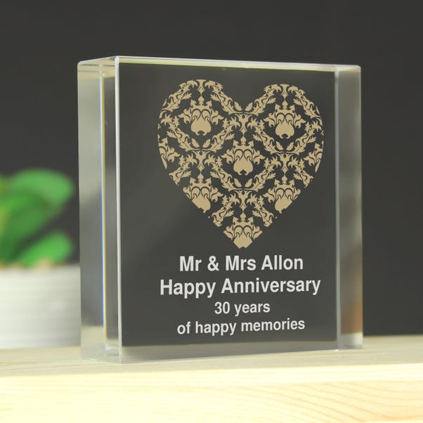 Personalised Gold Damask Heart Crystal Token image 1 of 4