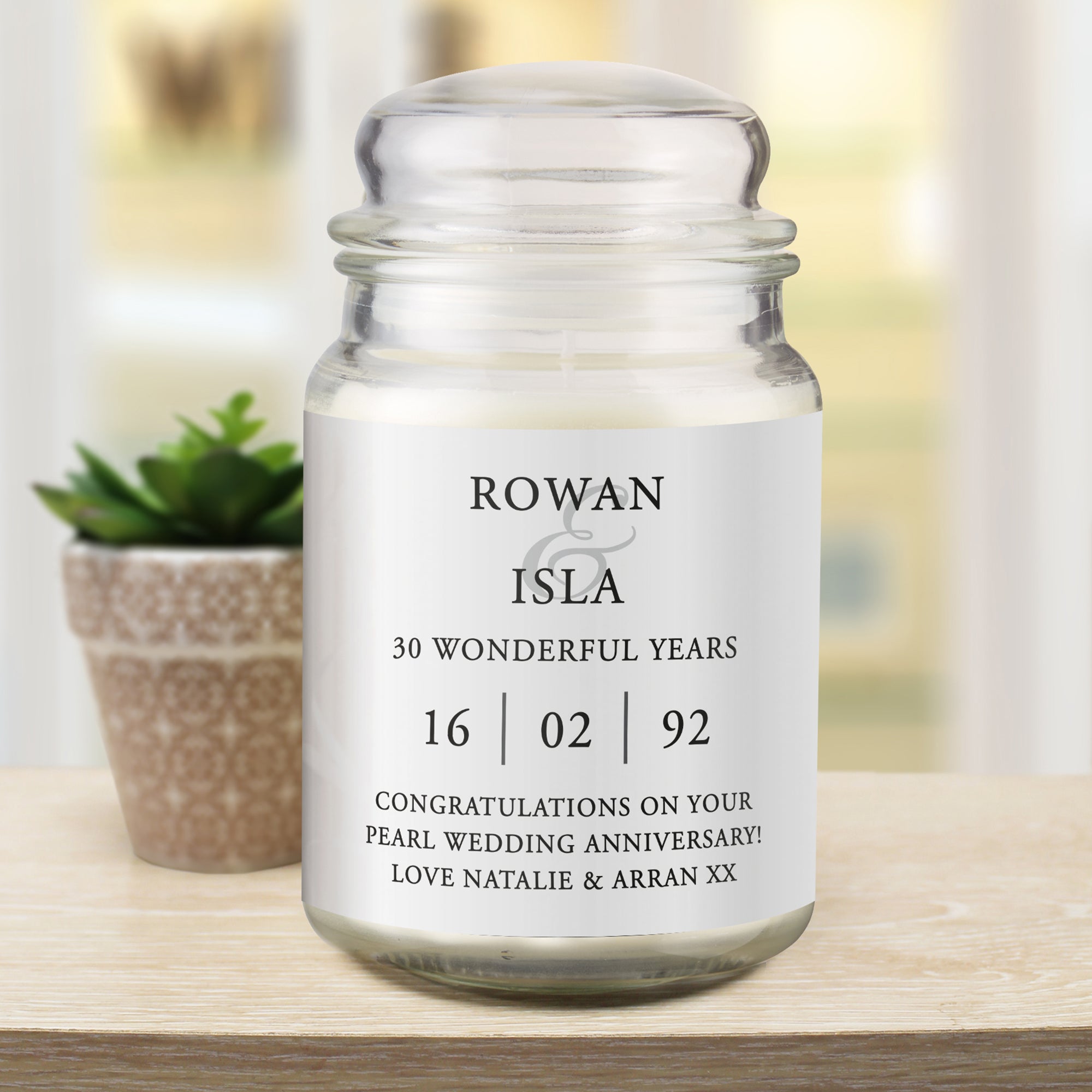 Personalised Couples Large Lidded Jar Candle