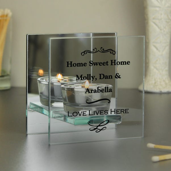 Personalised Antique Scroll Mirrored Glass Tealight Holder image 1 of 3