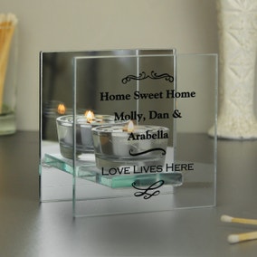 Personalised Antique Scroll Mirrored Glass Tealight Holder