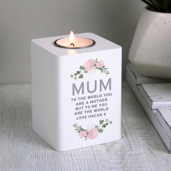 View Personalised Abstract Rose White Wooden Tealight Holder View Personalised Abstract Rose White Wooden Tealight Holder