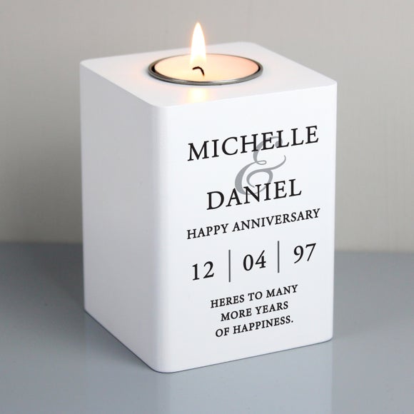 Click to view product details and reviews for Personalised Couples White Wooden Tealight Holder.