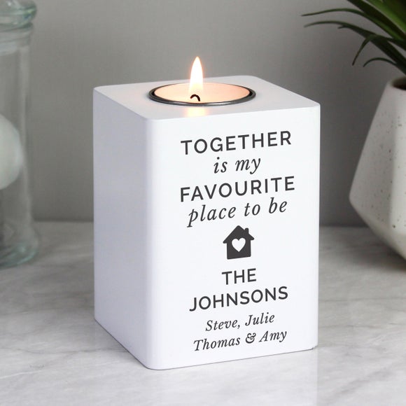 View Personalised House White Wooden Tealight Holder View Personalised House White Wooden Tealight Holder
