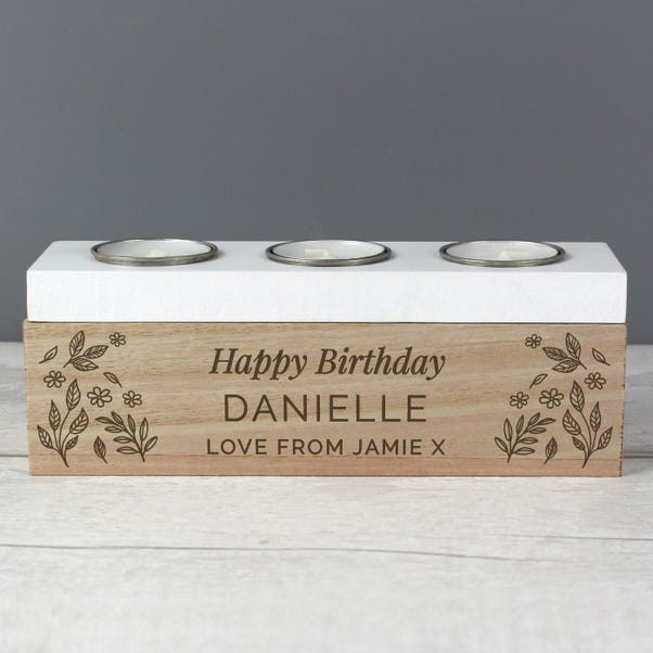 Personalised Floral Triple Tealight Box image 1 of 4