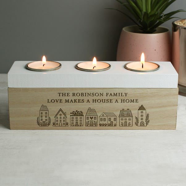 Personalised Home Triple Tealight Box image 1 of 2