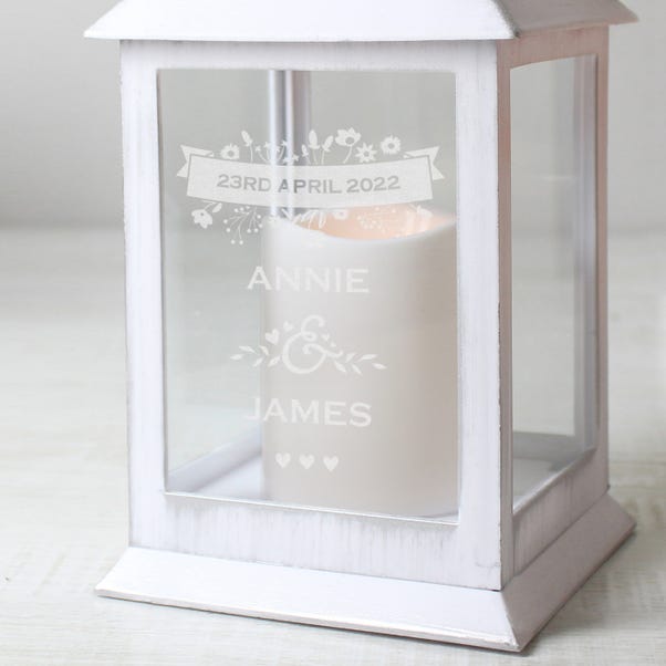 Personalised Couples Floral White Lantern image 1 of 3