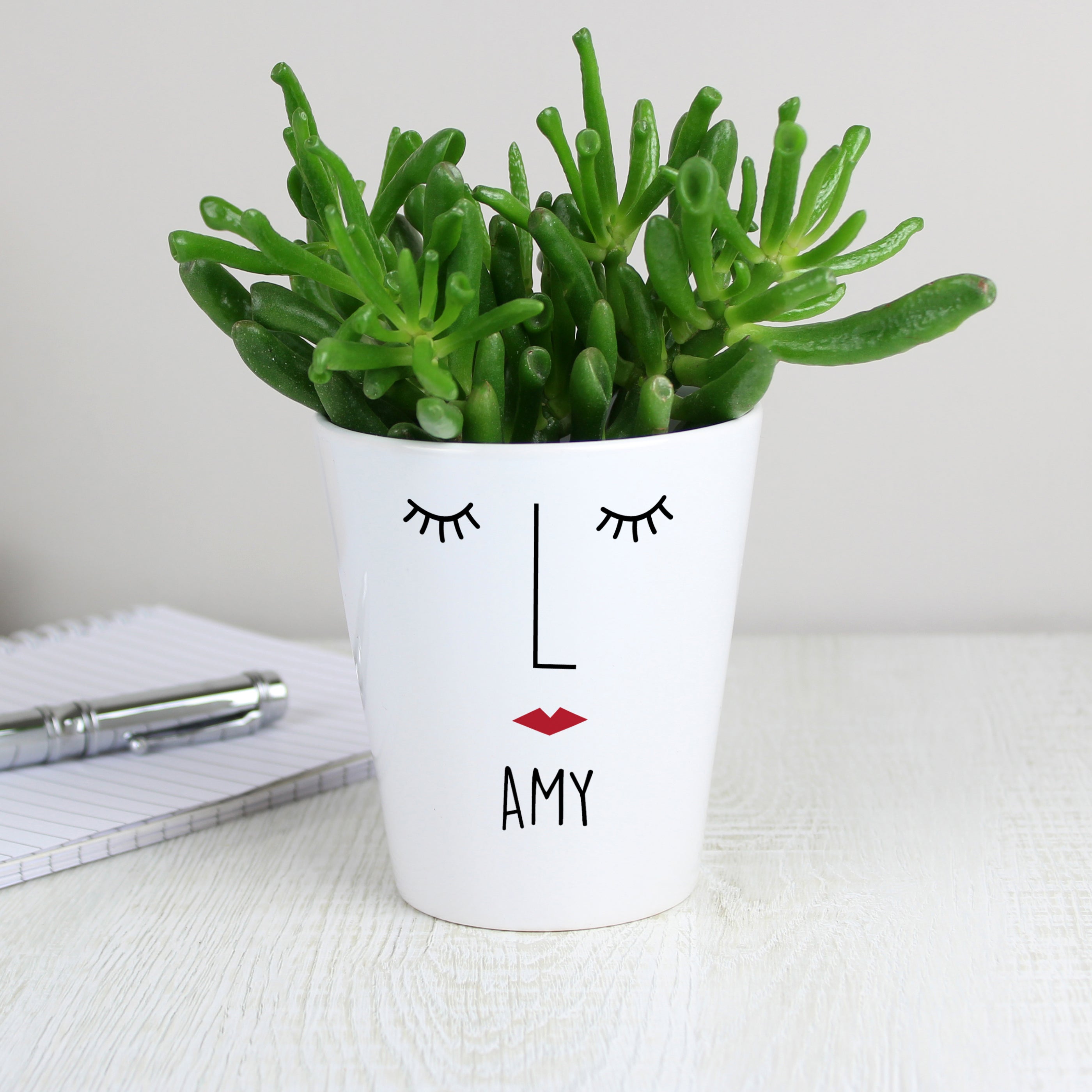 Personalised Mrs Face Plant Pot White