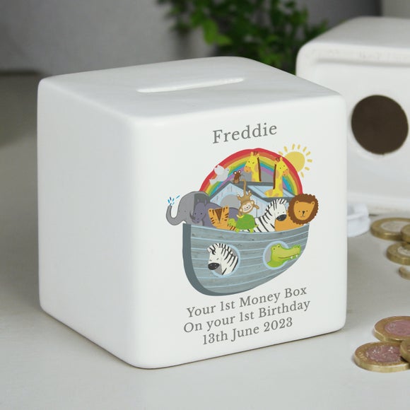 Photo of Personalised Noahs Ark Ceramic Square Money Box