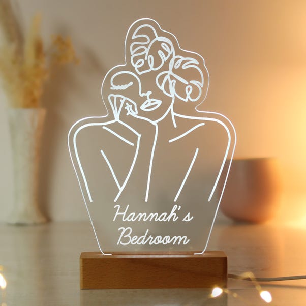 Personalised Fleur Line Art Wooden Based LED Light  image 1 of 9