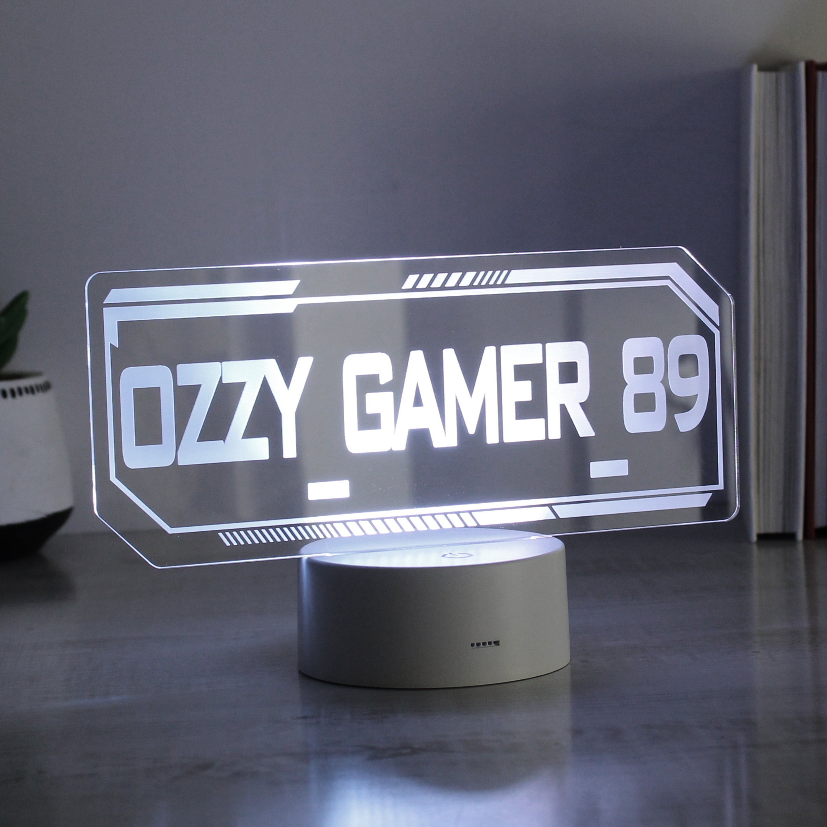 Personalised Gamer Tag Colour Changing Night Led Light White