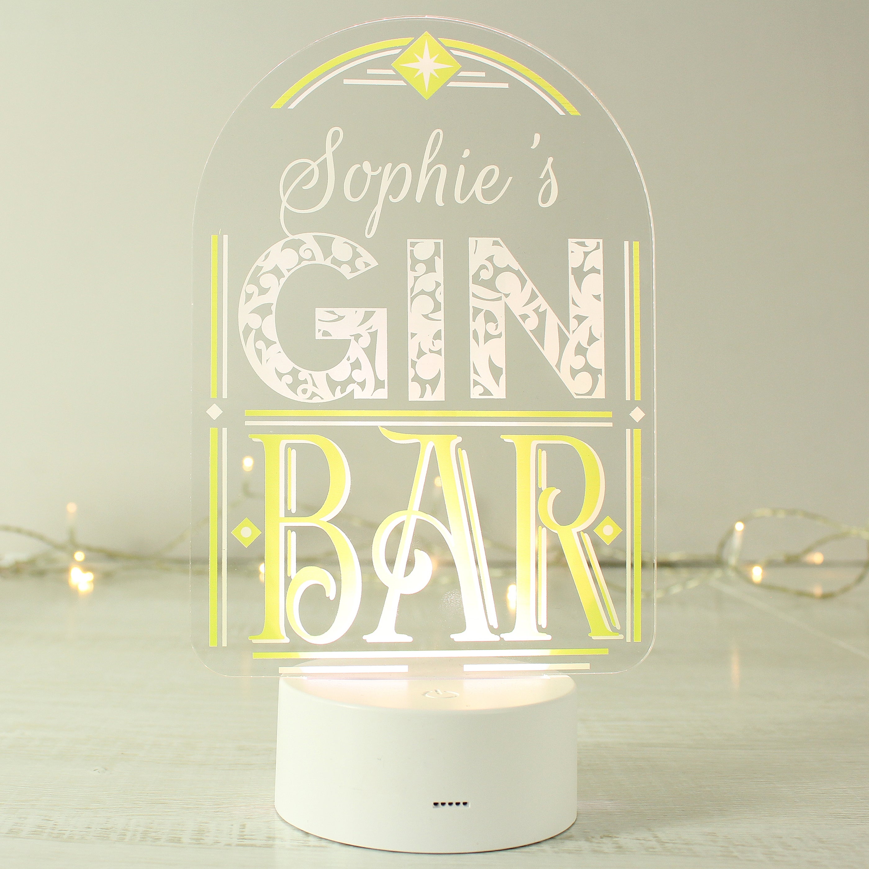 Personalised Gin Bar Colour Changing Night LED Light 