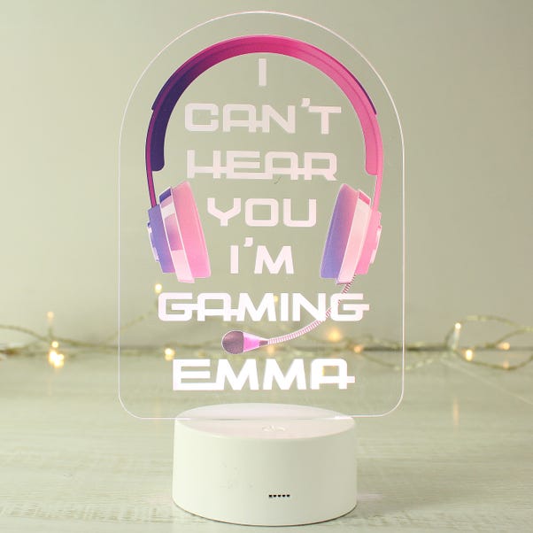 Personalised Pink Gaming Colour Changing Night LED Light  image 1 of 4