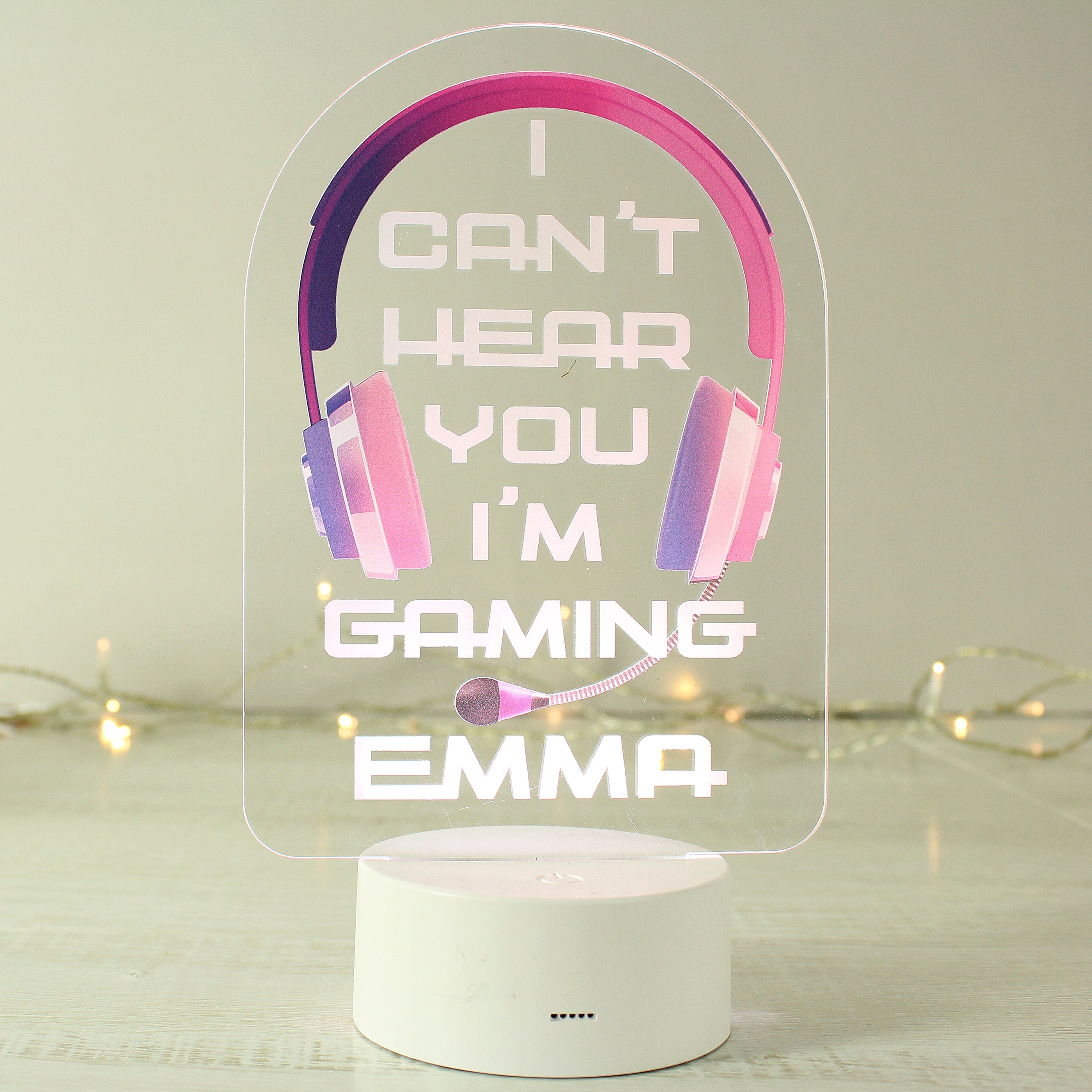 Personalised Pink Gaming Colour Changing Night LED Light 