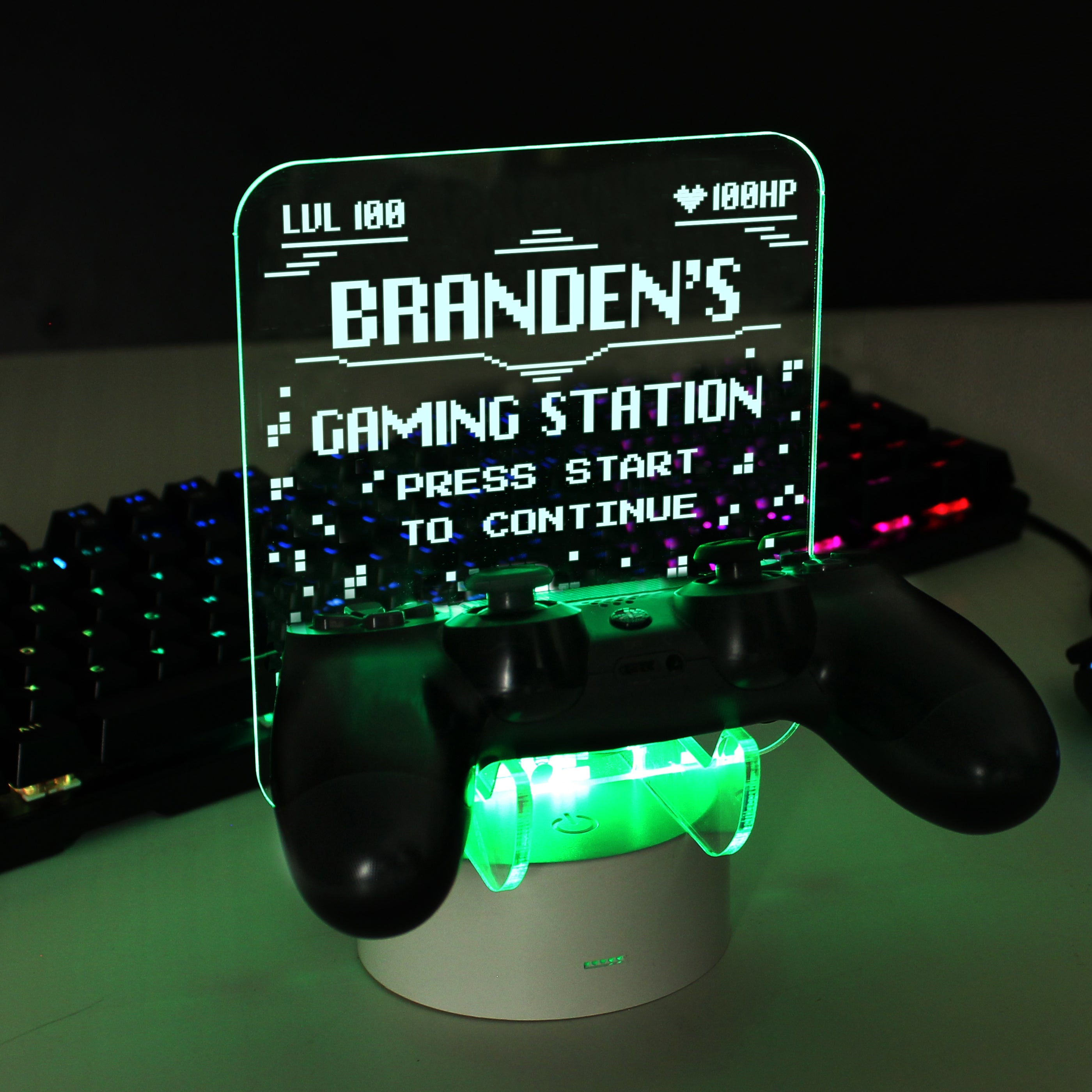 Personalised Gaming Controller Holder Colour Changing LED Light 