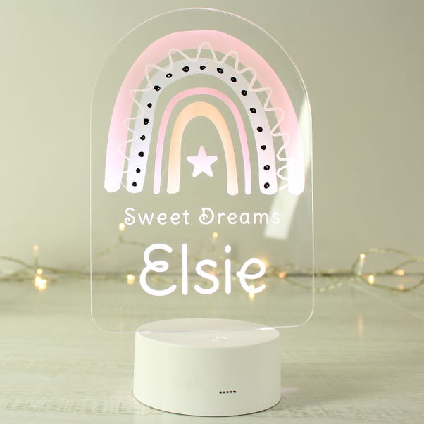 Personalised Pink Rainbow Colour Changing Night LED Light  image 1 of 4