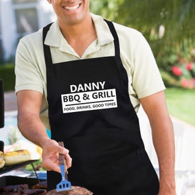 Personalised BBQ and Grill Black Apron